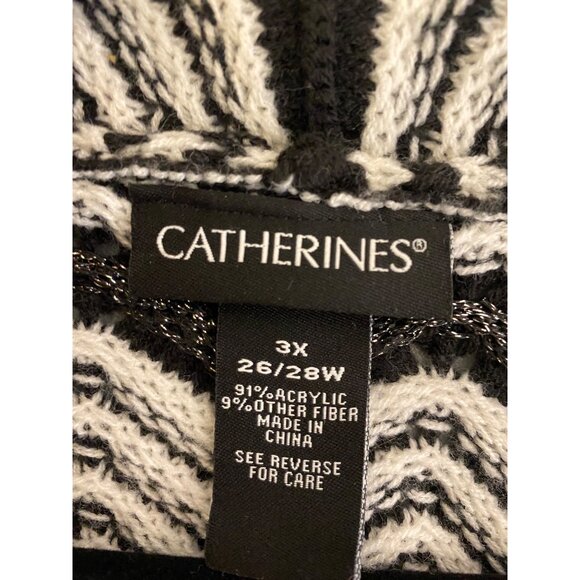 CATHERINES Open Front Sweater Cardigan Plus 3X 26/28W Black White Metallic - Picture 4 of 4